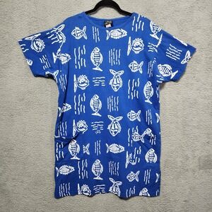 Vintage Jim Bay‎ Original Dress XL Blue Paradise Bay Hawaii Fish Cover Up S-XL